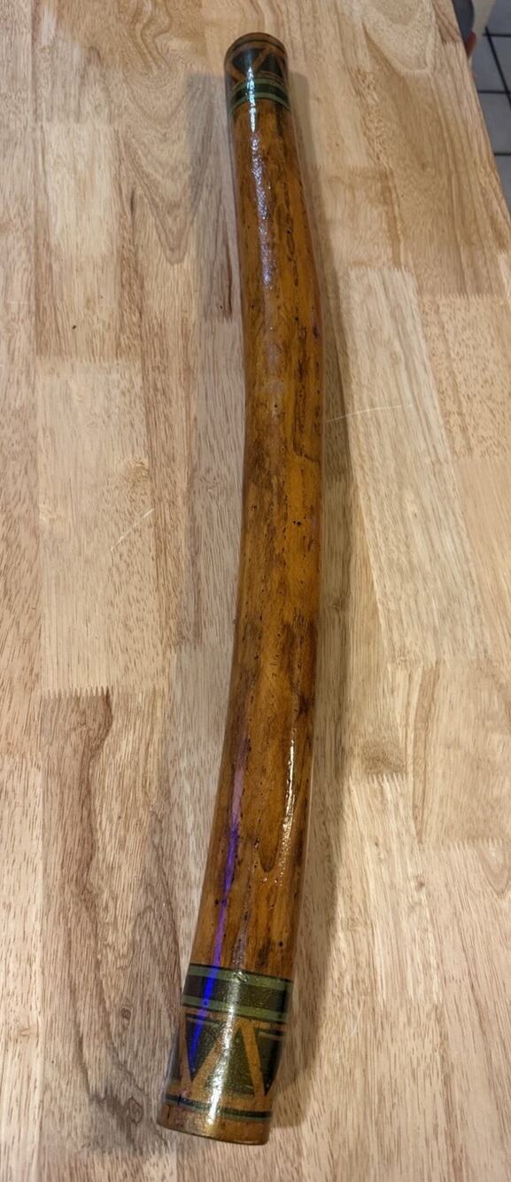 Vintage Handcrafted Wooden Rainstick Tribal Design Natural Rain Sound 30” Decor